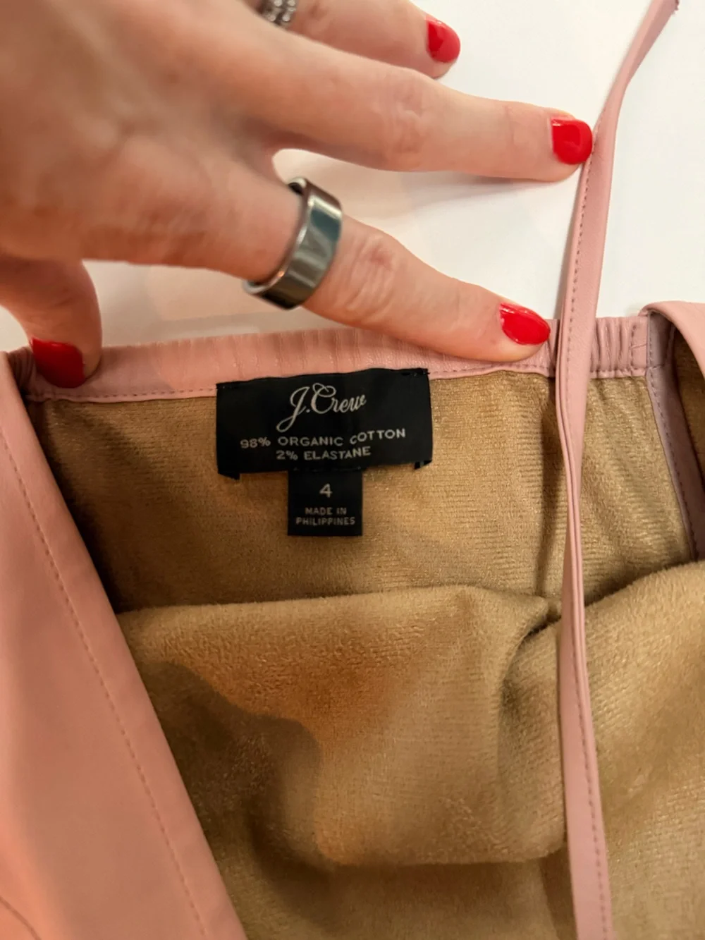 J Crew Puff Sleeve Open Back Faux Leather  top Sz 4 (runs small per website)